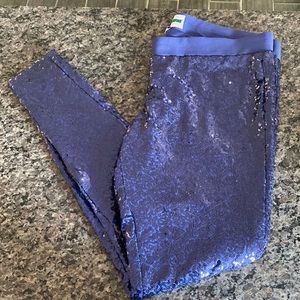 Blue sequin leggings